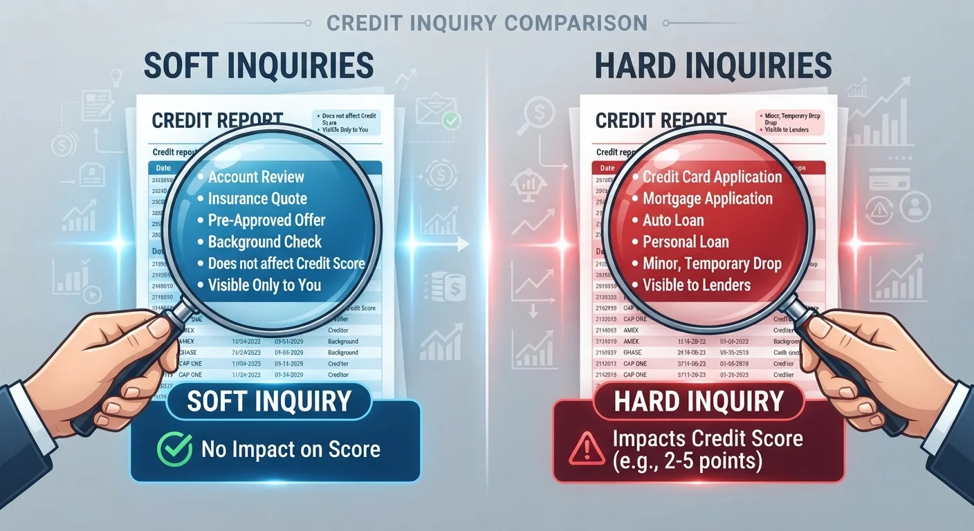 Hard Inquiries vs. Soft Inquiries: What Actually Affects Your Credit